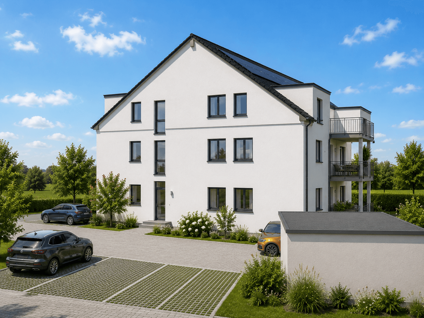Hausansicht Stellplätze